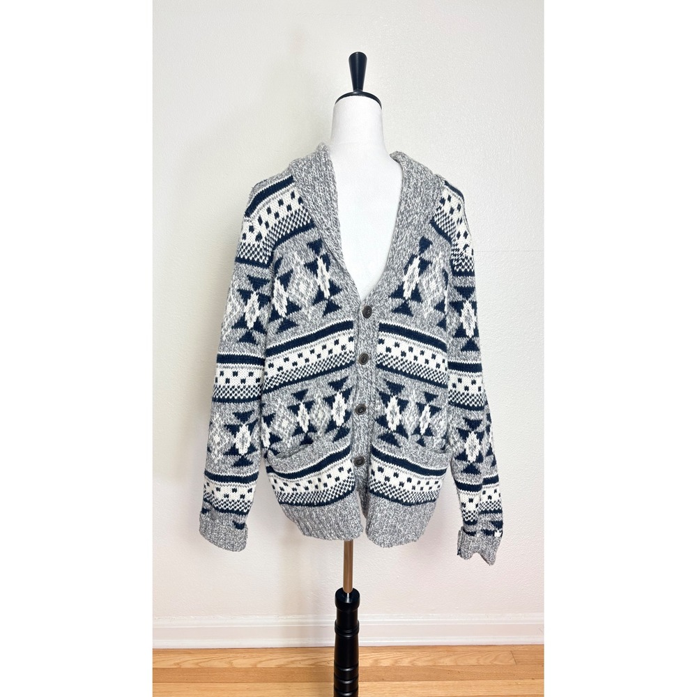 Y2K American Eagle Southwestern Knit Cardigan Sweater Size Large Grandpacore